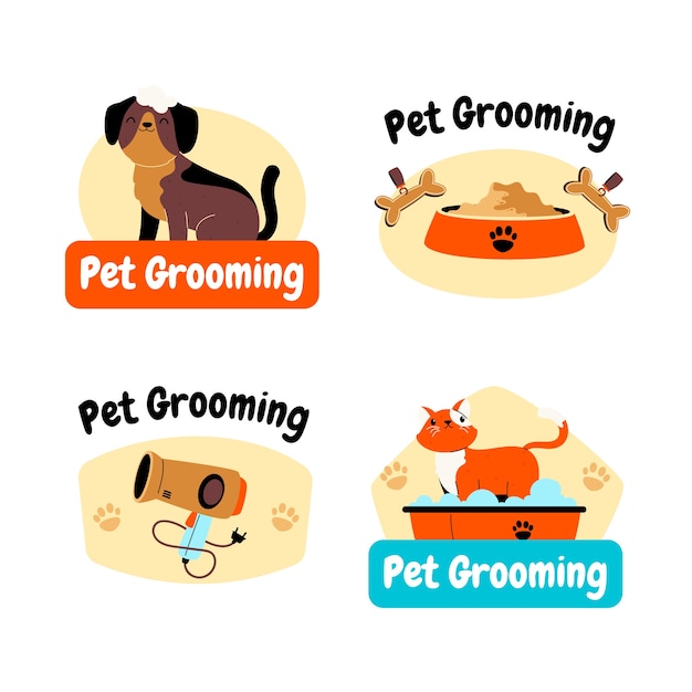 Hand drawn pet grooming logo design