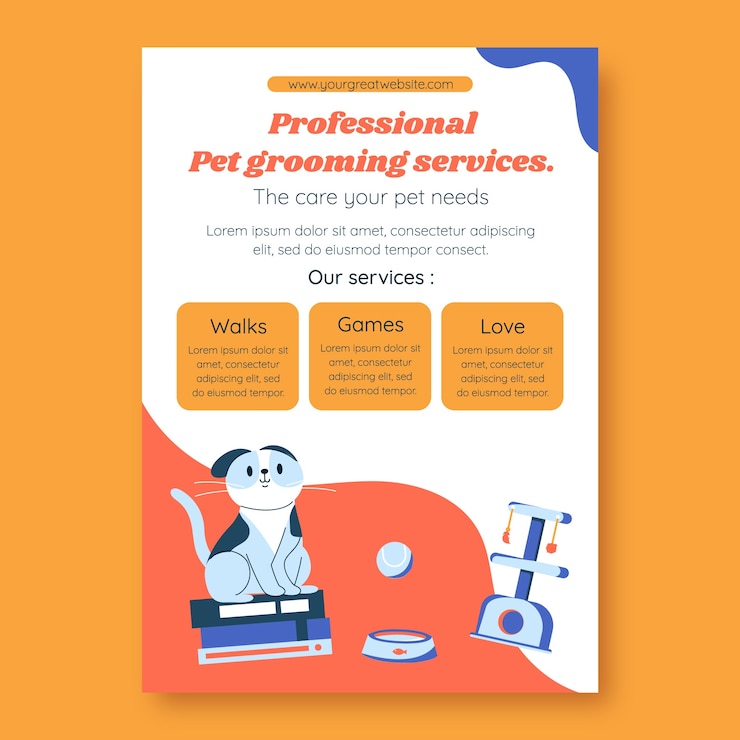 Free Vector hand drawn pet grooming poster design