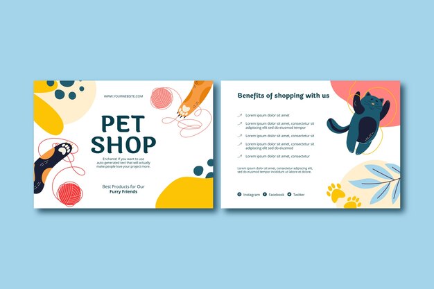 hand drawn pet shop brochure template