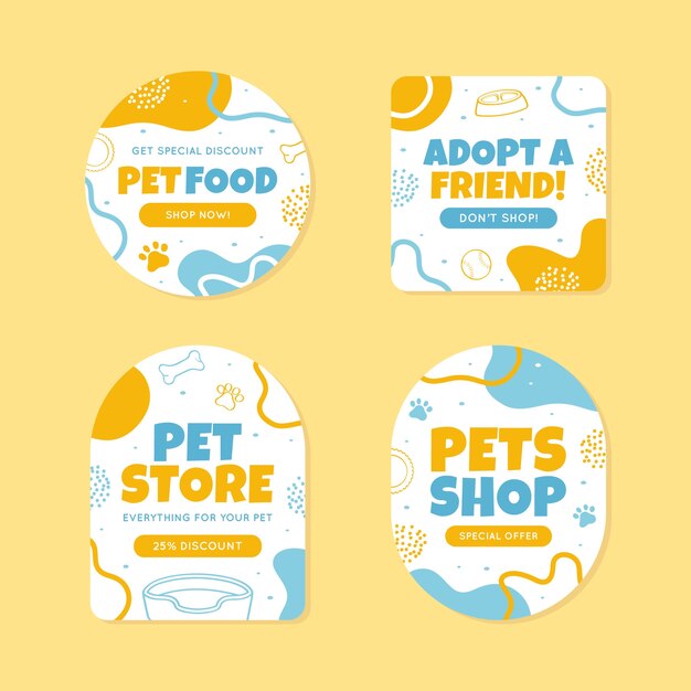 Hand drawn pet shop labels