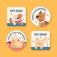 Free vector hand drawn pet shop labels