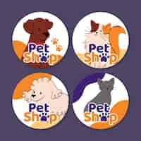 Free vector hand drawn pet shop labels