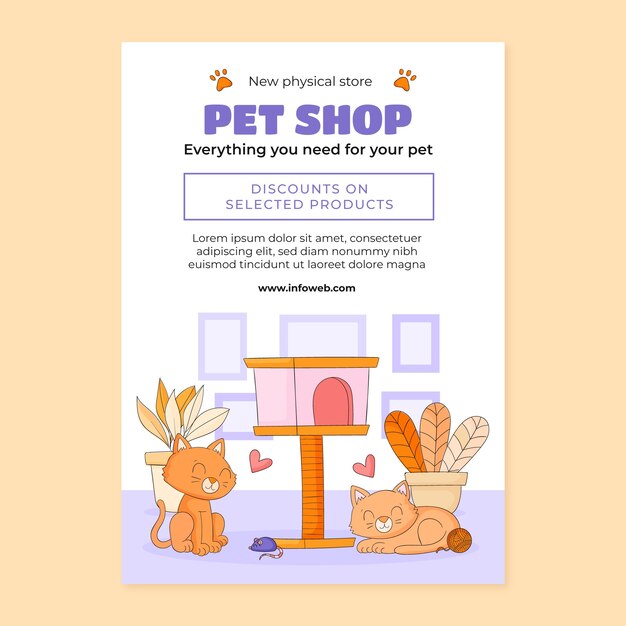 hand drawn pet shop poster template