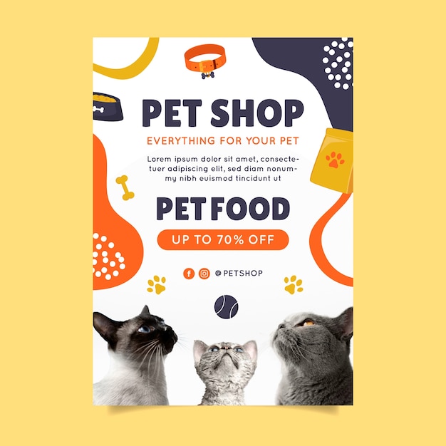 Free vector hand drawn pet shop poster template