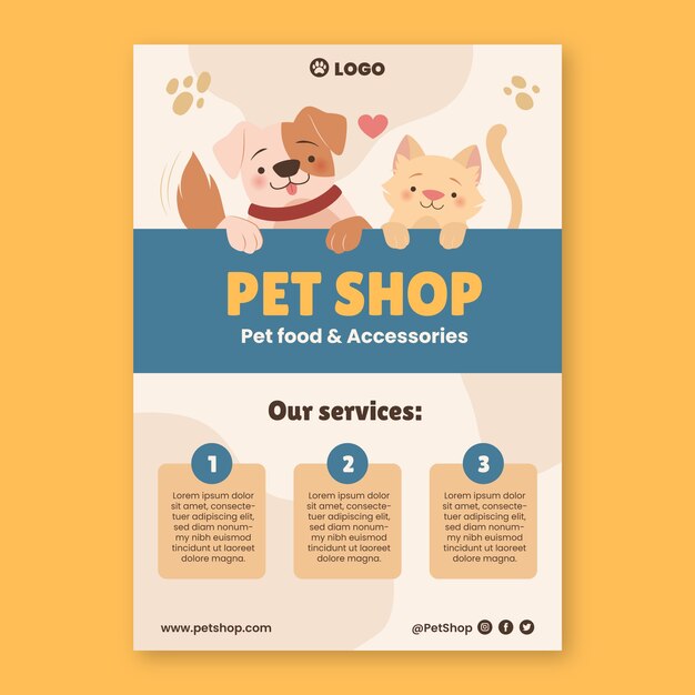 hand drawn pet shop poster template