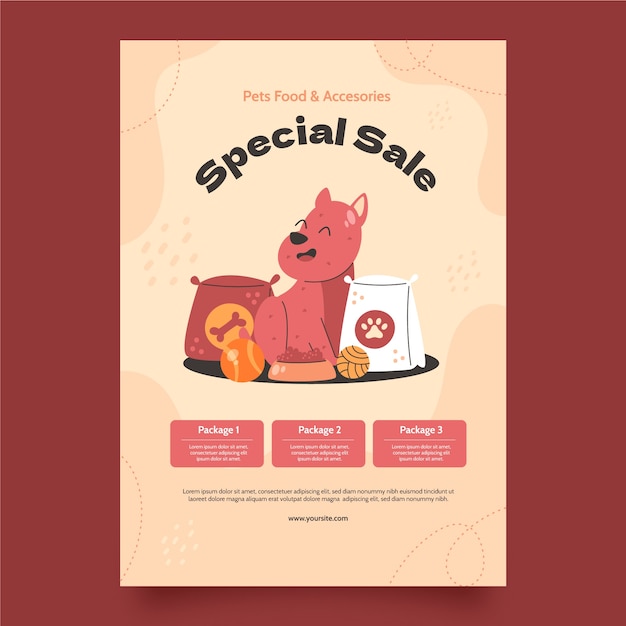 Hand drawn pet shop poster template