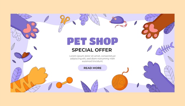 Free vector hand drawn pet shop sale banner