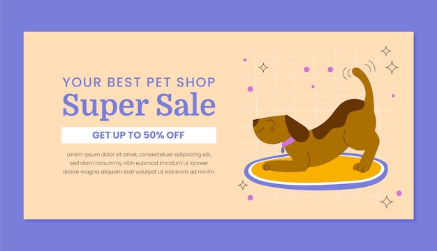 Free vector hand drawn pet shop sale banner