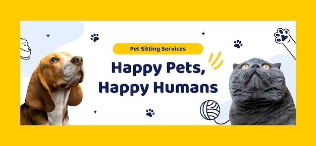 Hand drawn pet shop template design