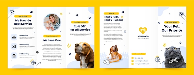 Hand drawn pet shop template design