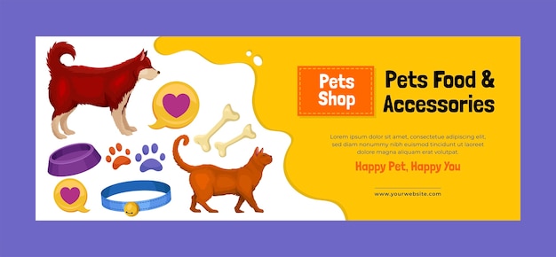 Hand drawn pet shop template design