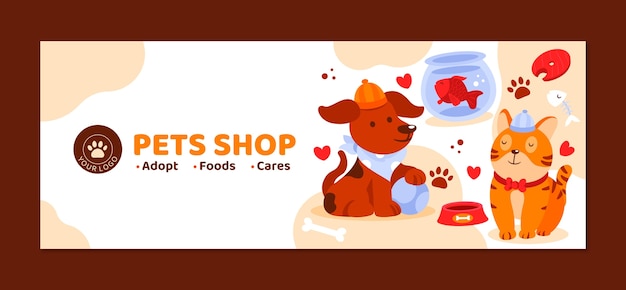 Free vector hand drawn pet shop template design