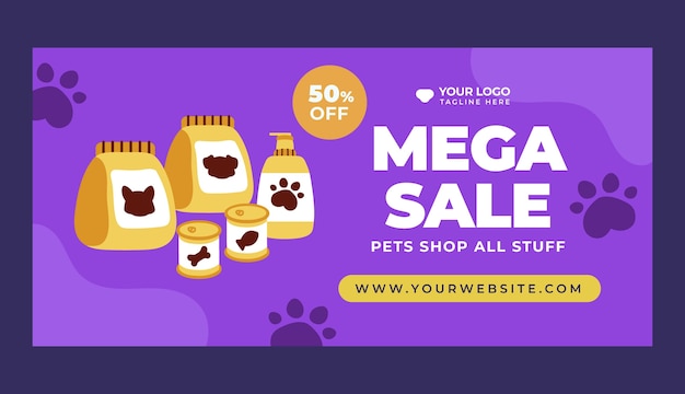 Free vector hand drawn pet shop template