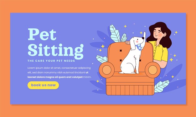 Hand drawn pet sitting facebook template