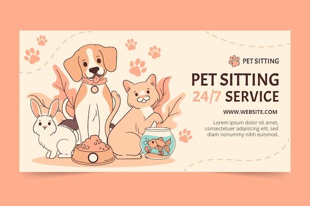 Vettore gratuito modello di facebook per animali domestici disegnato a mano