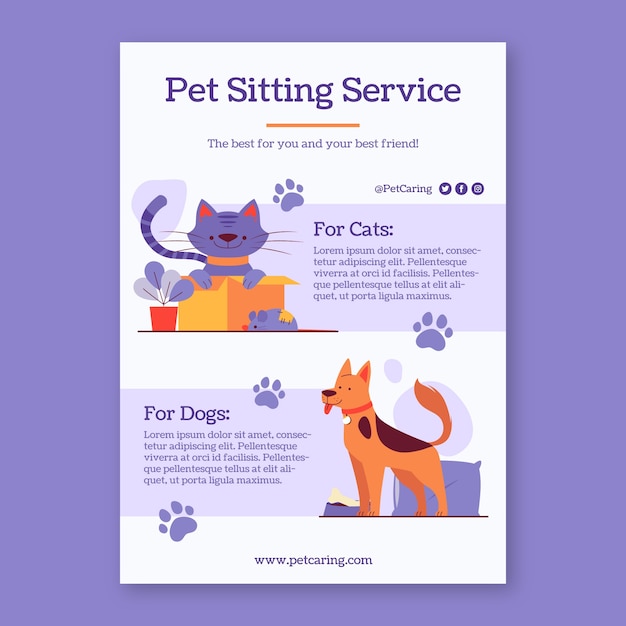 Poster di lavoro di pet sitter disegnato a mano