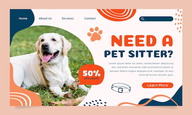 Hand drawn pet sitting landing page