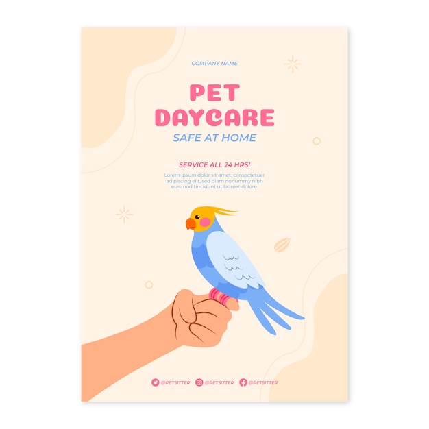 Vettore gratuito modello di poster per animali domestici disegnato a mano