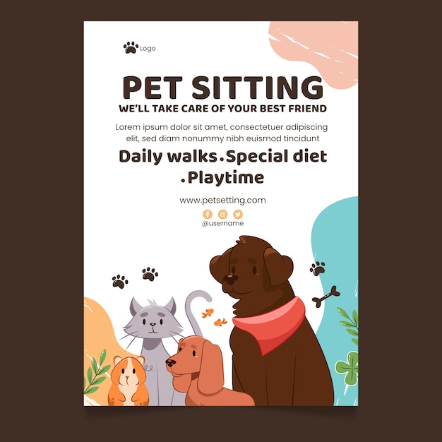 hand drawn pet sitting poster