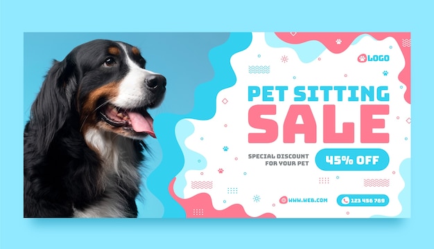 Banner di vendita pet sitter disegnato a mano