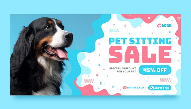 Hand drawn pet sitting sale banner
