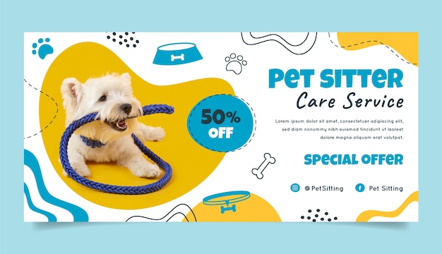 Banner di vendita pet sitter disegnato a mano