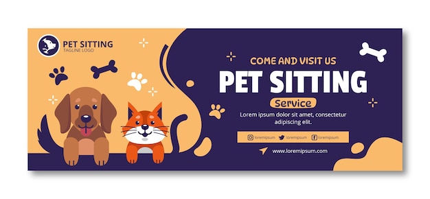 Hand drawn pet sitting service facebook cover