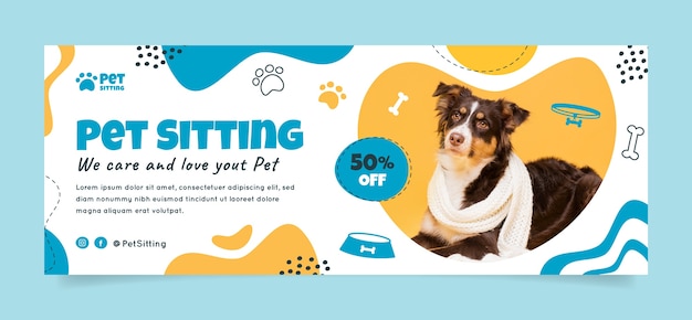 Hand drawn pet sitting service facebook cover