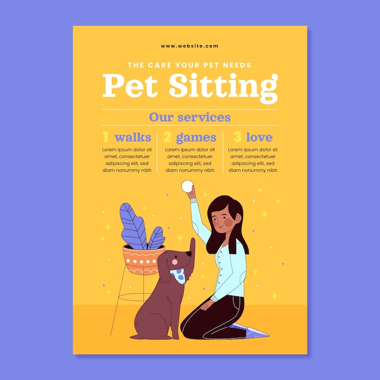 Free Vector Hand drawn pet sitting template
