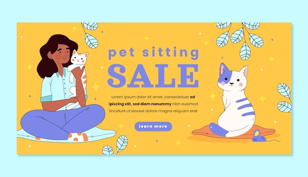 Vettore gratuito modello di pet sitter disegnato a mano