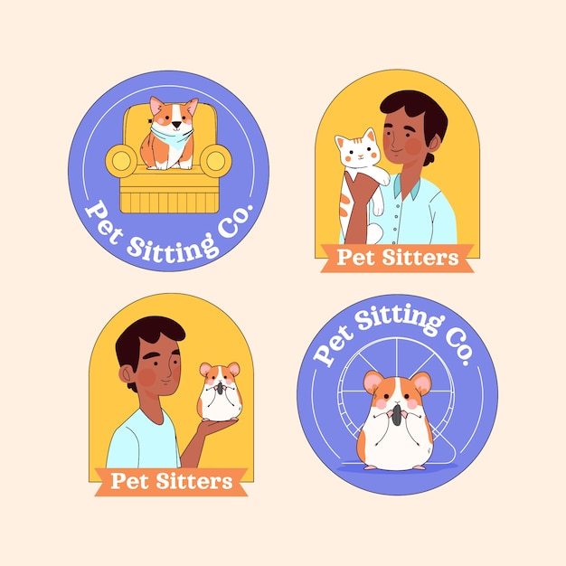 Vettore gratuito modello di pet sitter disegnato a mano