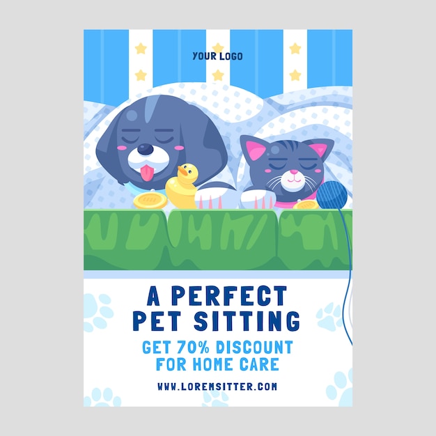 Free vector hand drawn pet sitting template