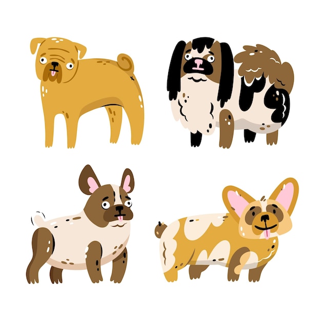 Hand drawn pets stickers collection