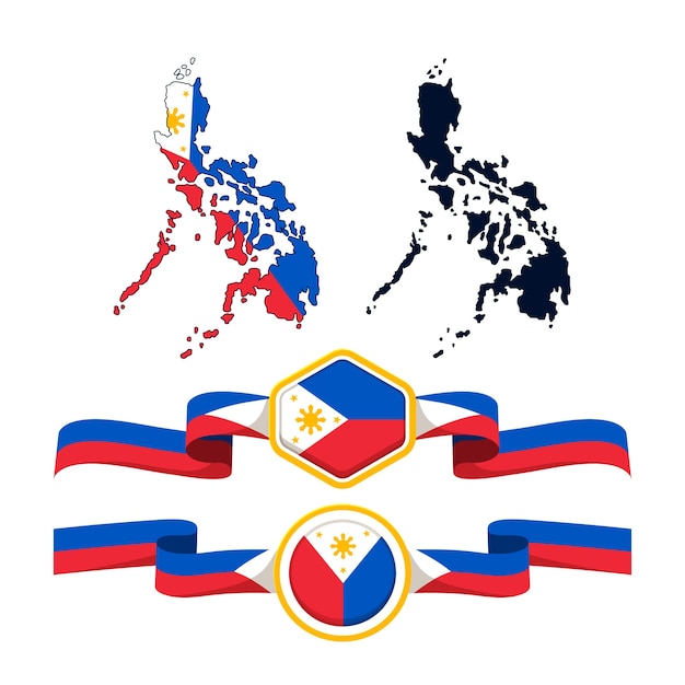 Hand drawn philippine flag national emblems