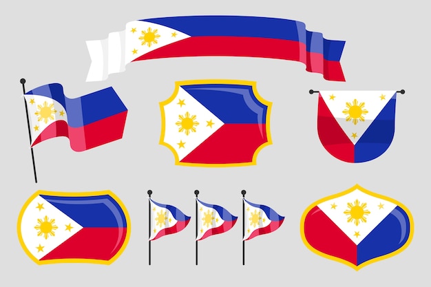 Hand drawn philippine flag national emblems