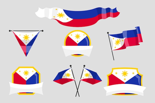 Vettore gratuito emblemi nazionali della bandiera filippina disegnati a mano