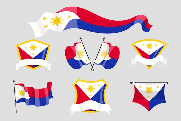 Hand drawn philippine flag national emblems