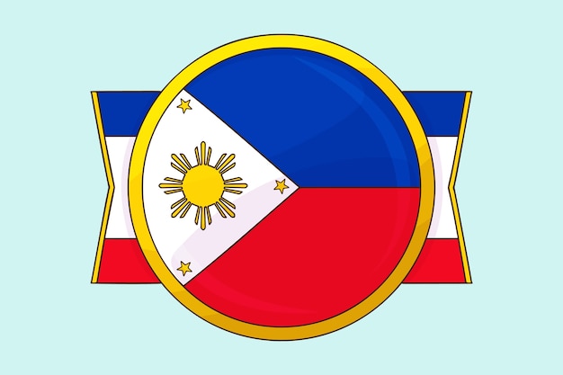 손으로 그린 필리핀 국기 태양