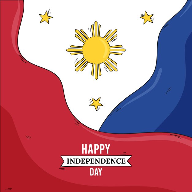 Hand drawn philippine independence day illustration