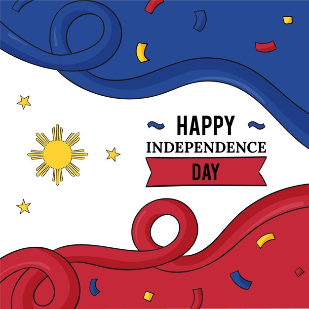Нарисованная рукой иллюстрация дня независимости филиппины