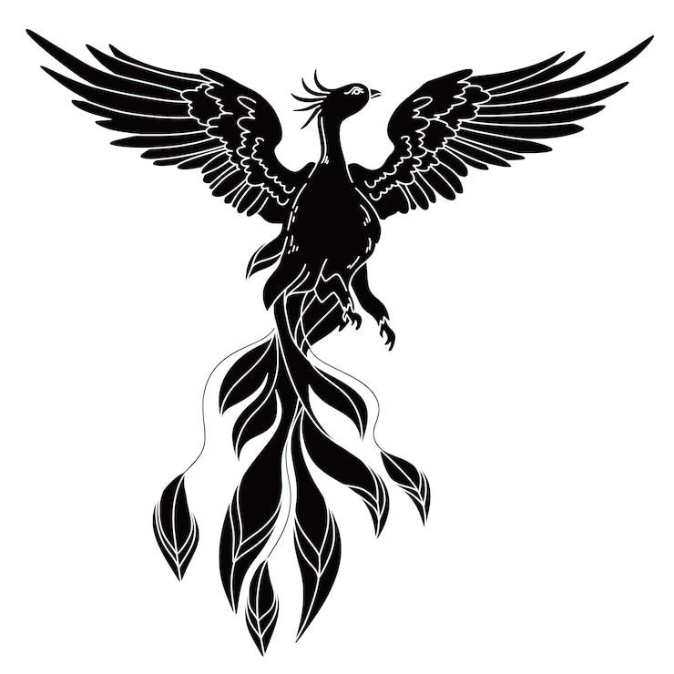 Free Vector hand drawn phoenix  silhouette