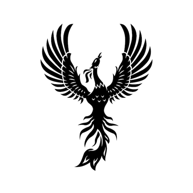 Hand drawn phoenix  silhouette
