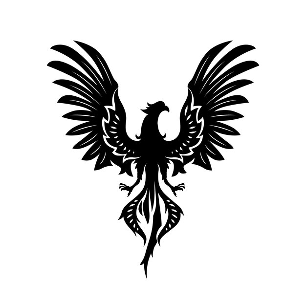Hand drawn phoenix  silhouette