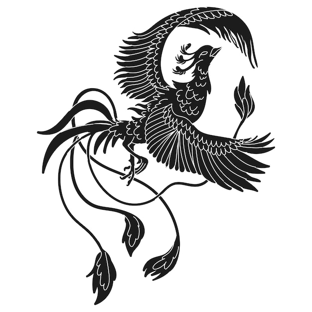 Hand drawn phoenix  silhouette
