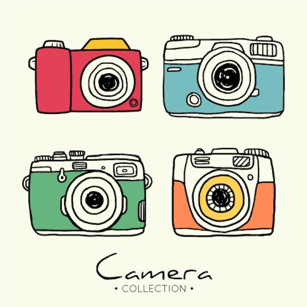 Free vector hand drawn photo camera collection