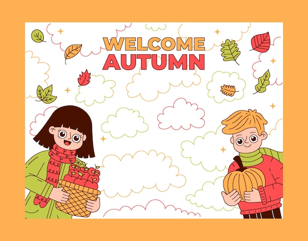 Vettore gratuito modello di photocall disegnato a mano per la celebrazione dell'autunno