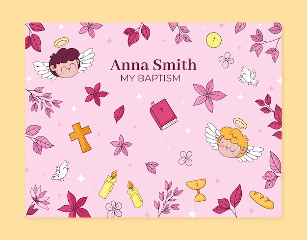 Free vector hand drawn photocall template for baptism celebration