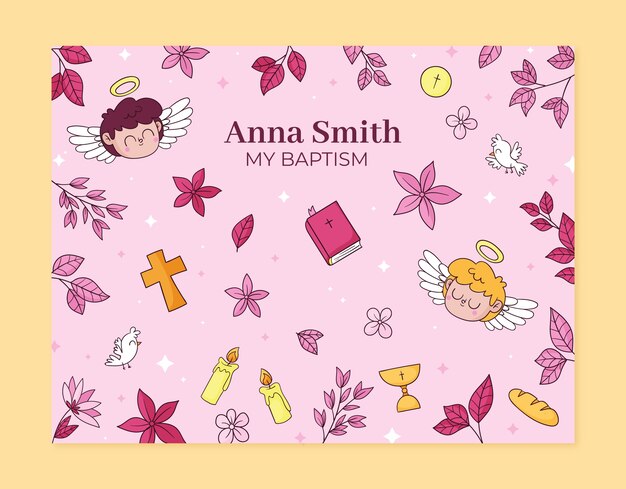 Hand drawn photocall template for baptism celebration