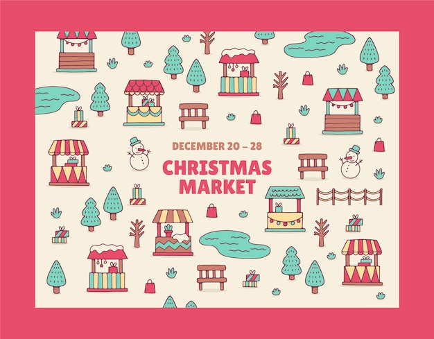 Free vector hand drawn photocall template for christmas market