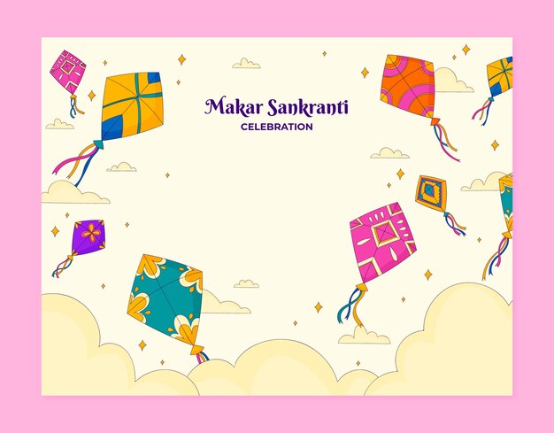 Free Vector hand drawn photocall template for makar sankranti festival celebration